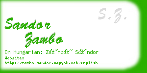 sandor zambo business card